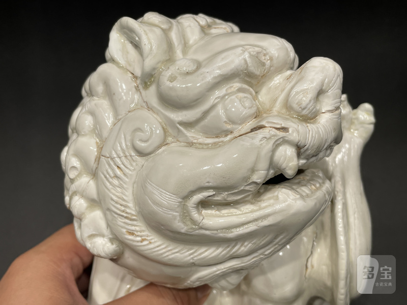 明 邢窑白釉狮子瓷塑 - 图6